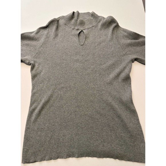 Democracy Keyhole gray knit sweater-L - Picture 7 of 14